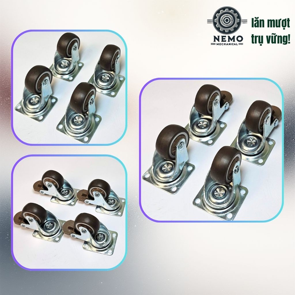 Bánh Xe TPR Nội Thất Cao Cấp – Chống Ồn, Không Xước Sàn (D40, D50)